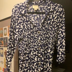 Anthropologie Navy and white tunic top
